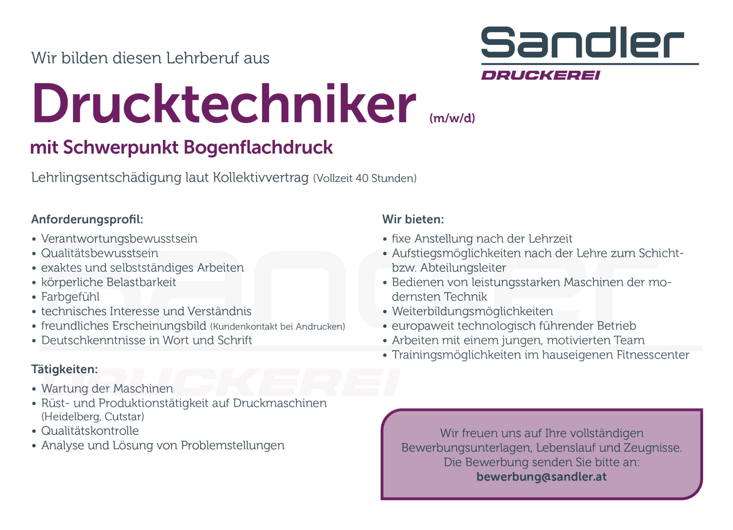Drucktechniker-Bogenflachdruck