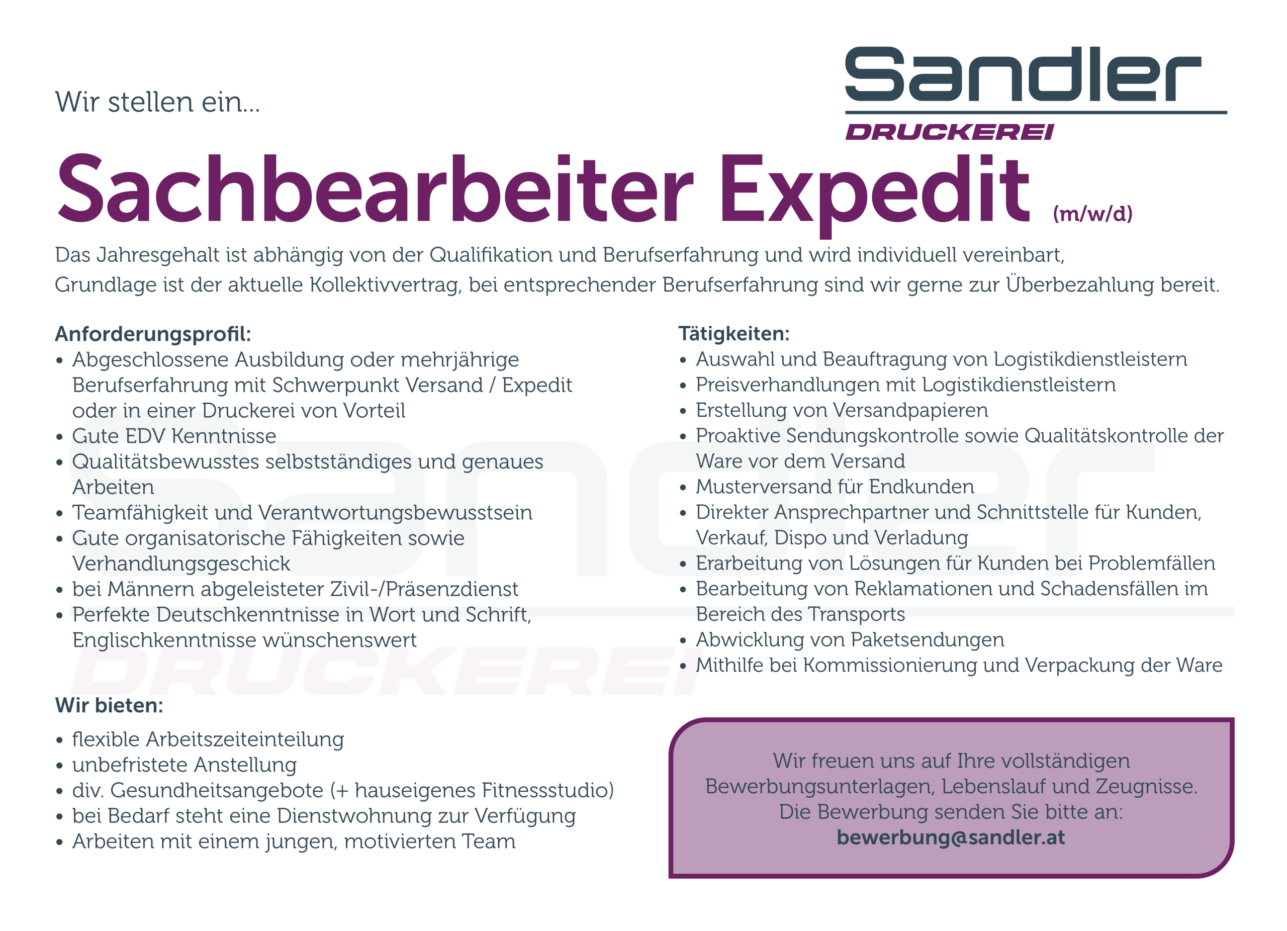 Sachbearbeiter Expedit